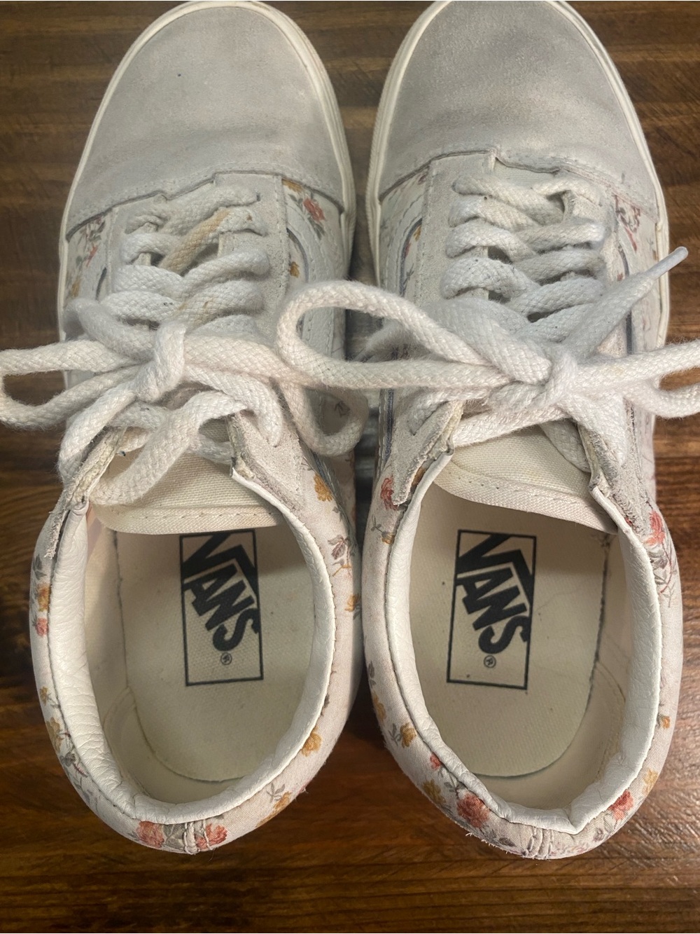 Vans - Classic Low-Top Floral Canvas, Light Grey Suede Sneakers - Womens size 8 - Picture 5 of 16